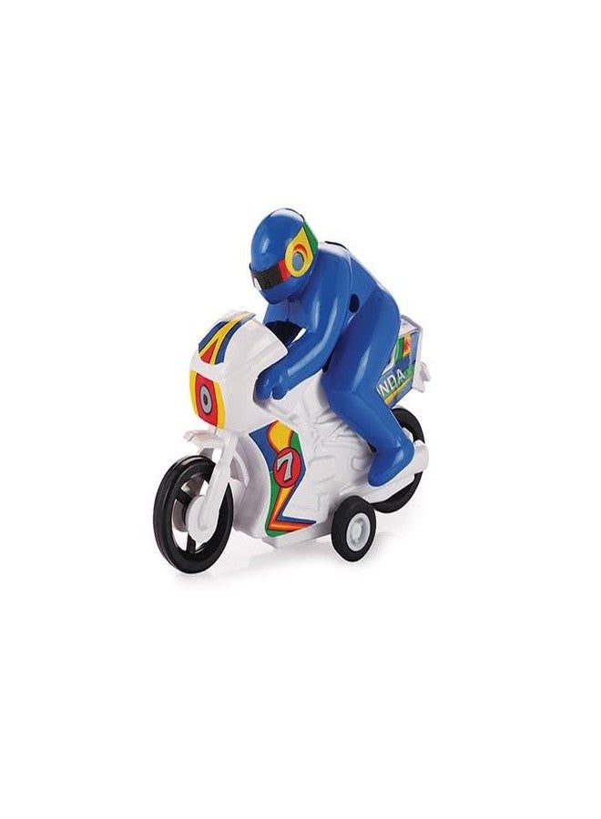 Toy Vibes Plastic New Jump Rider Motorcycle Vehicle Toy for Kids and Toddlers, Stylish and Attractive Plastic Bike Toy for Kids (Blue) (Pack of 2) - Image 1